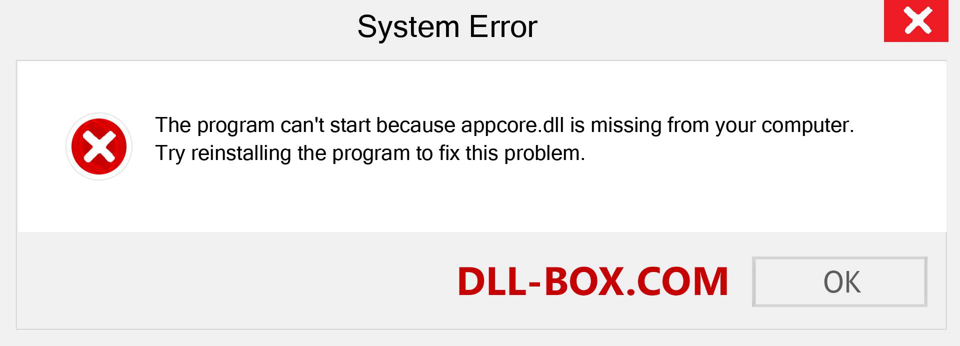  appcore.dll file is missing?. Download for Windows 7, 8, 10 - Fix  appcore dll Missing Error on Windows, photos, images