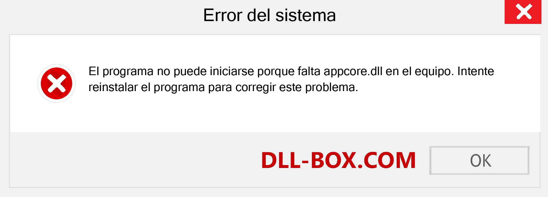 ¿Falta el archivo appcore.dll ?. Descargar para Windows 7, 8, 10 - Corregir appcore dll Missing Error en Windows, fotos, imágenes