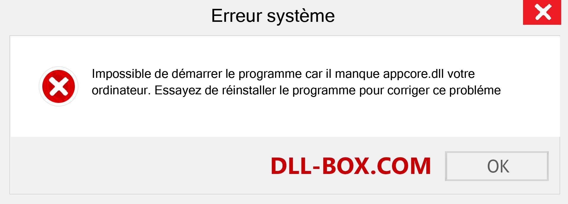 Le fichier appcore.dll est manquant ?. Télécharger pour Windows 7, 8, 10 - Correction de l'erreur manquante appcore dll sur Windows, photos, images